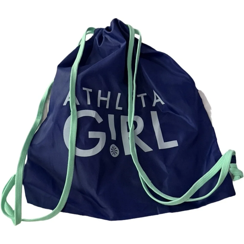 Athleta Girl Drawstring Backpack Cinch Sack Gym Dance Swim Bag Blue Mint Green